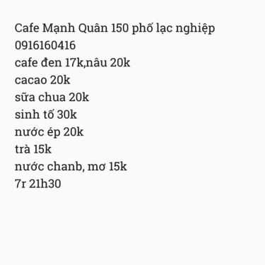Tổng hợp- Mạnh Quân Cafe