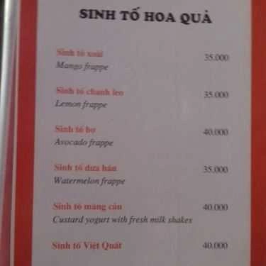 Thực đơn- Mộc Cafe - Hàng Đậu