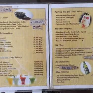 Thực đơn- Mỹ Vân Cafe
