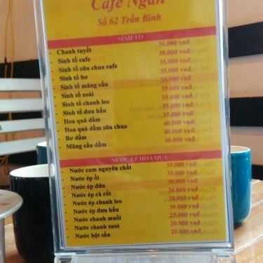 Thực đơn- Ngân Cafe - Trần Bình