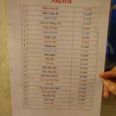 Thực đơn- Cafe Ngõ Nhỏ - Lâm Du