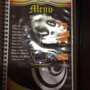Thực đơn- Phương Anh Cafe - Tô Hiệu