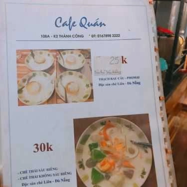 Thực đơn- Cafe Quán - Thành Công