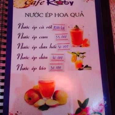 Thực đơn- Ruby Cafe - Khu Ga