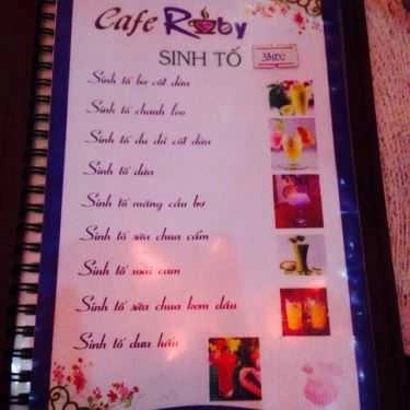 Thực đơn- Ruby Cafe - Khu Ga