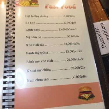 Thực đơn- Cafe Sách Đông Tây - Lê Văn Thiêm