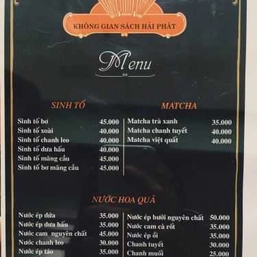 Thực đơn- Hải Phát - Cafe Sách