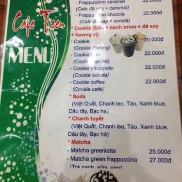 Thực đơn- Cafe Teen - Ngũ Hiệp