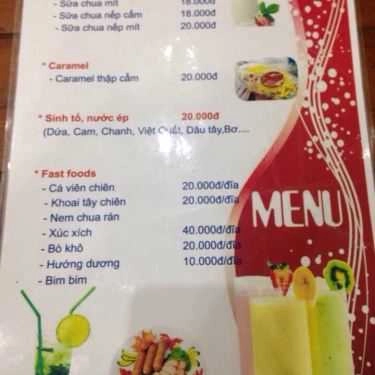 Thực đơn- Cafe Teen - Ngũ Hiệp