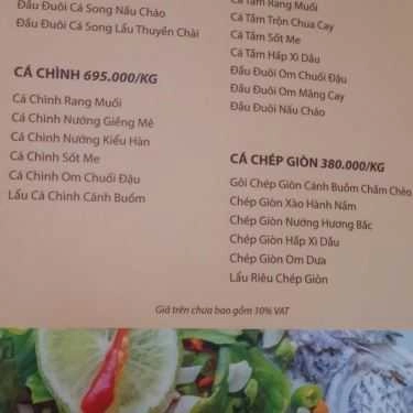 Thực đơn- Nhà Hàng Cánh Buồm Restaurant - Hải Sản Các Món