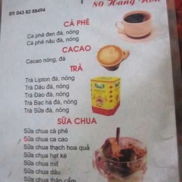 Thực đơn- Cây Đa Cafe - Hàng Nón