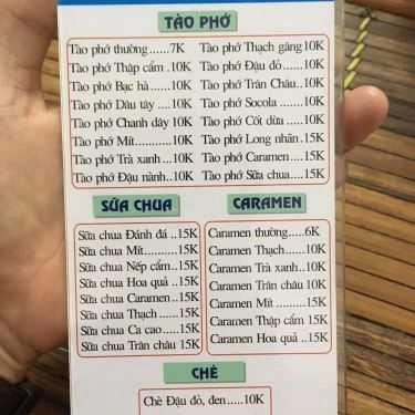 Thực đơn- Cây Khế - Tào Phớ & Đồ Ăn Vặt