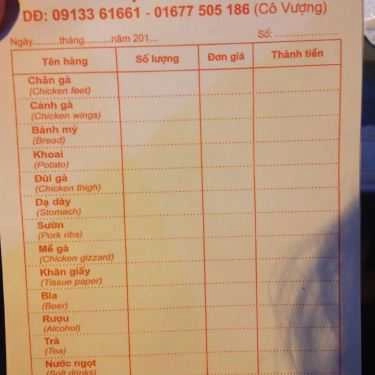 Thực đơn- Ăn vặt Chân Gà Nướng Thịnh Vượng