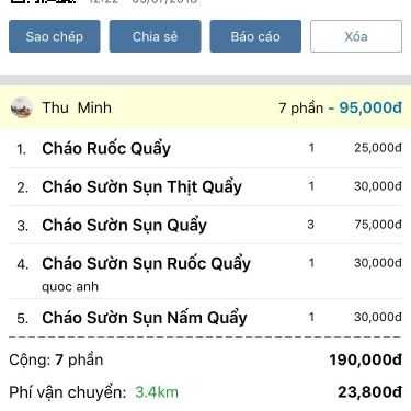 Thực đơn- Ăn vặt Cháo Sườn Sụn - Đội Cấn