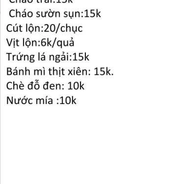 Thực đơn- Ăn vặt Cháo Trai - Nguyễn Văn Ngọc