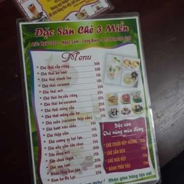 Thực đơn- Cafe Chè 3 Miền - Ngọc Lâm
