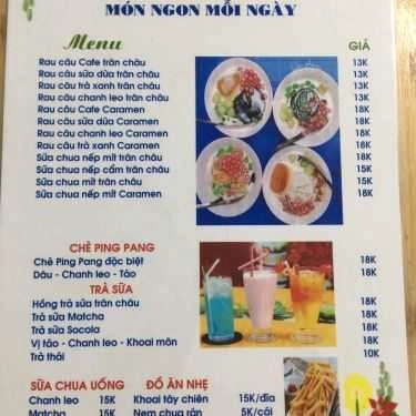 Thực đơn- Cafe Chè Ngon Cô Oanh