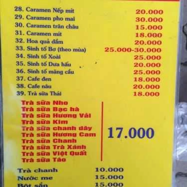 Thực đơn- Ăn vặt Chè Bát, Trà Chanh - Xã Đàn