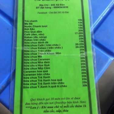 Thực đơn- Ăn vặt Chè Bát, Trà Chanh - Xã Đàn