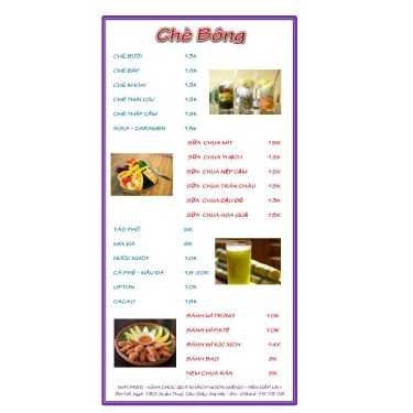 Thực đơn- Ăn vặt Chè Bông - Xuân Thuỷ