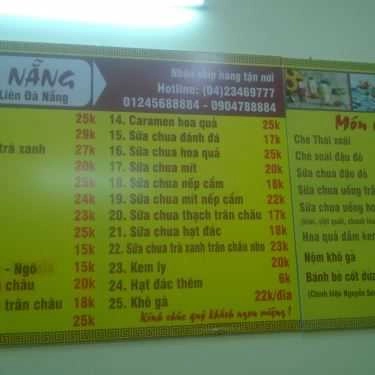 Thực đơn- Ăn vặt Chè Đà Nẵng - Trần Thái Tông