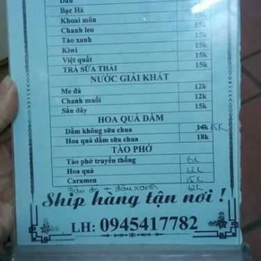 Thực đơn- Cafe Chè Dừa Thái Lan - Dương Quảng Hàm