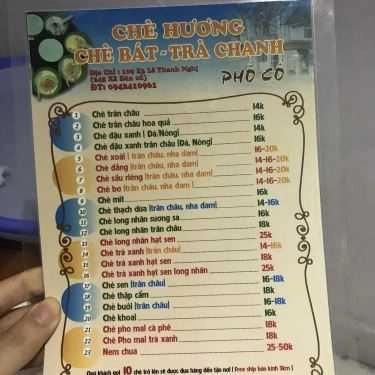 Thực đơn- Cafe Chè Hương - Chè Bát Phổ Cổ - Giáp Bát