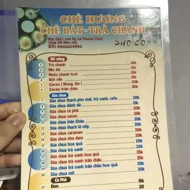 Thực đơn- Cafe Chè Hương - Chè Bát Phổ Cổ - Giáp Bát