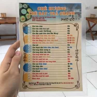 Thực đơn- Cafe Chè Hương - Chè Bát Phổ Cổ - Giáp Bát