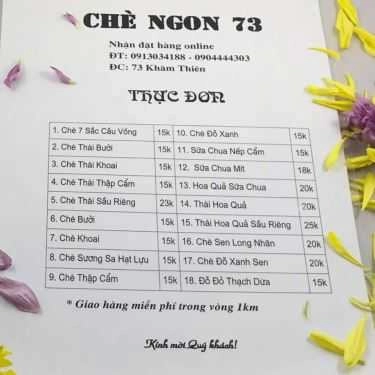 Thực đơn- Cafe Chè Ngon 73