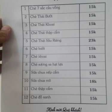 Thực đơn- Cafe Chè Ngon 73