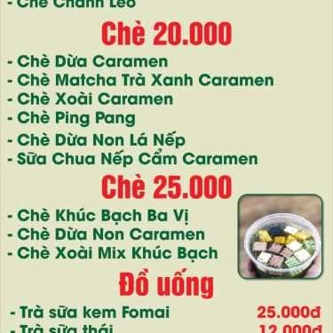 Thực đơn- Cafe Chè Ngon Cô Oanh