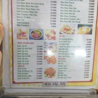Thực đơn- Ăn vặt Chè Ngon Hà Nội
