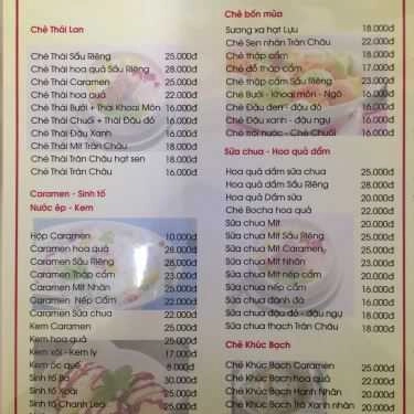 Thực đơn- Ăn vặt Chè Ngon Truyền Thống - Tô Hiệu