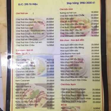 Thực đơn- Ăn vặt Chè Ngon Truyền Thống - Tô Hiệu