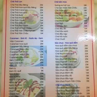 Thực đơn- Ăn vặt Chè Ngon Truyền Thống - Tô Hiệu
