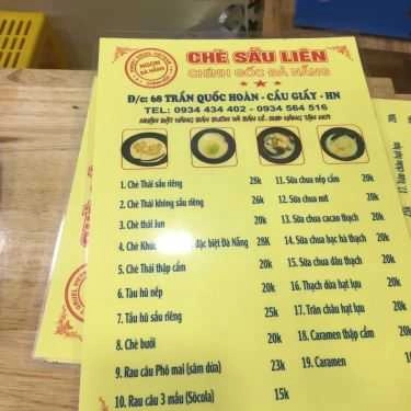 Thực đơn- Cafe Chè Sầu Liên - Trần Quốc Hoàn