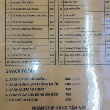 Thực đơn- Cafe Chè Sầu Liên - Trần Quốc Hoàn