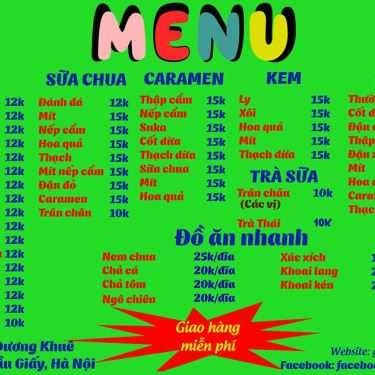 Thực đơn- Ăn vặt Chè Thái & Kem Xôi - Mai Dịch