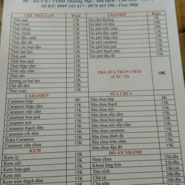 Thực đơn- Ăn vặt Chè Thái & Kem Xôi - Mai Dịch