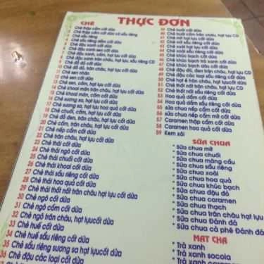 Thực đơn- Cafe Chè Thập Cẩm Cũ 1976