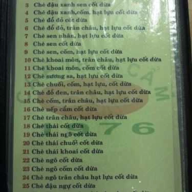 Thực đơn- Cafe Chè Thập Cẩm Cũ 1976