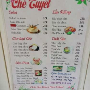 Thực đơn- Ăn vặt Chè Tuyết Xuka - Ngõ Chợ Đồng Xuân