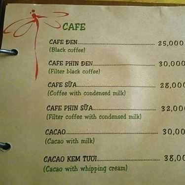 Thực đơn- Chuồn Chuồn Phố Cafe
