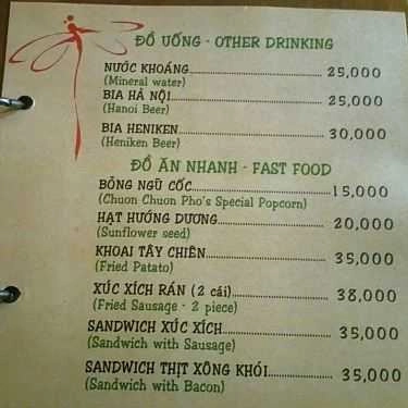 Thực đơn- Chuồn Chuồn Phố Cafe