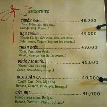 Thực đơn- Chuồn Chuồn Phố Cafe