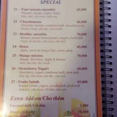 Thực đơn- Four Seasons Cafe