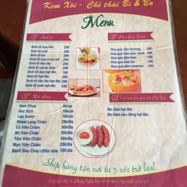 Thực đơn- Ăn vặt Bi & Bo - Kem Xôi & Chè Thái