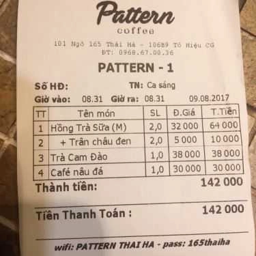 Tổng hợp- Pattern Coffee - Thái Hà
