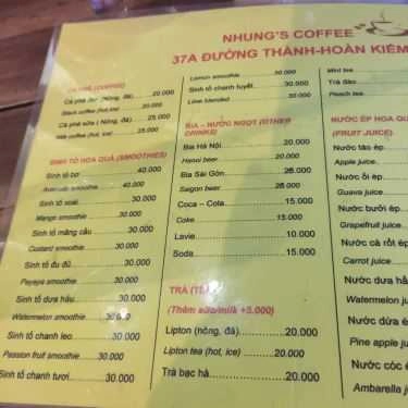 Thực đơn- Photo Coffee - Đường Thành
